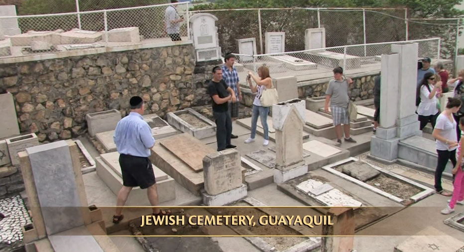 Descendants of Jewish refugees, now living abroad, return for a reunion to Ecuador--land of their birth. In Guayaquil they visit the Jewish cemetery.